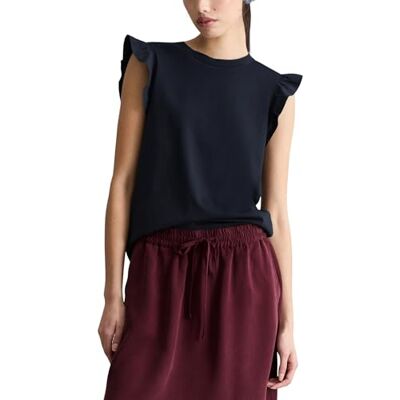 Marc O' Polo Marc OߴPolo Denim Damen Tanktop mit Volantärmeln Regular Fit, Blau (Blue Depths), L Marc O' Polo Marc OߴPolo Denim Damen Tanktop mit Volantärmeln Regular Fit, Blau (Blue Depths), L