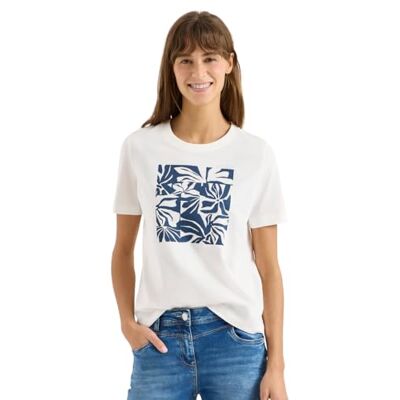 Cecil T-Shirt mit Rundhals und Frontprint Vanilla White S Cecil T-Shirt mit Rundhals und Frontprint Vanilla White S