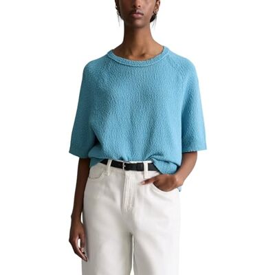 Marc O' Polo Marc OߴPolo Denim Damen Strickpullover aus Baumwolle Kurzarm, Blau (Blue Dawn), S Marc O' Polo Marc OߴPolo Denim Damen Strickpullover aus Baumwolle Kurzarm, Blau (Blue Dawn), S