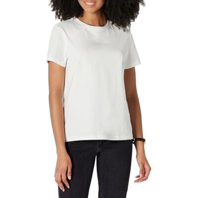 Amazon Essentials Damen Kurzarm-T-Shirt mit Rundhalsausschnitt, Regular Fit aus 100 % Baumwolle, 2er-Pack, Weiß, M Amazon Essentials Damen Kurzarm-T-Shirt mit Rundhalsausschnitt, Regular Fit aus 100 % Baumwolle, 2er-Pack, Weiß, M