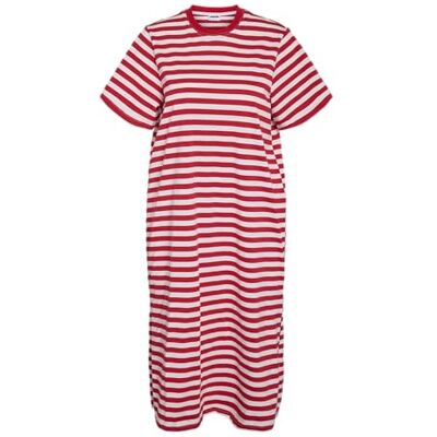 NOISY MAY Damen Nmember S/S Stripe Midi Dress JRS Noos, Tomato, XS NOISY MAY Damen Nmember S/S Stripe Midi Dress JRS Noos, Tomato, XS