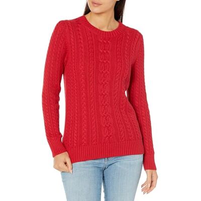 Amazon Essentials Damen Weicher Fisherman Cable Langarm-Pullover Mit Rundhalsausschnitt (In Übergröße Erhältlich), Rot, S Amazon Essentials Damen Weicher Fisherman Cable Langarm-Pullover Mit Rundhalsausschnitt (In Übergröße Erhältlich), Rot, S