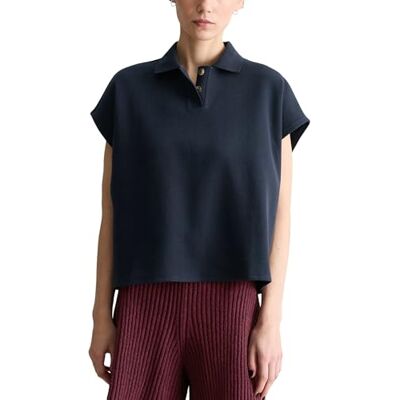 Marc O' Polo Marc OߴPolo Denim Damen Kurzarm-Poloshirt aus Baumwolle Wide Fit, Blau (Blue Depths), XS Marc O' Polo Marc OߴPolo Denim Damen Kurzarm-Poloshirt aus Baumwolle Wide Fit, Blau (Blue Depths), XS