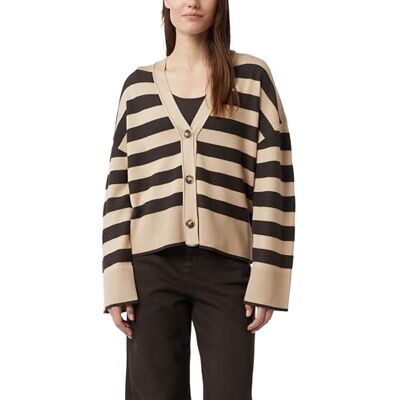 Comma Gestreifter Cardigan mit weitem Ärmelabschluss Comma Gestreifter Cardigan mit weitem Ärmelabschluss