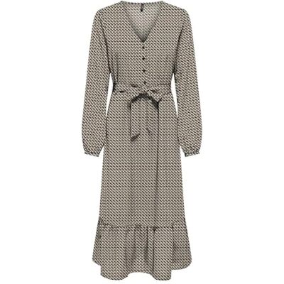 ONLY Damen Onlnova Life Vis Amy Long Dress Kleid, Chipmunk/AOP:588 Breaker geo, Small ONLY Damen Onlnova Life Vis Amy Long Dress Kleid, Chipmunk/AOP:588 Breaker geo, Small