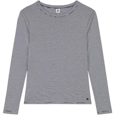 Petit Bateau A0BLK Langärmeliges T-Shirt Damen Smoking/Marshmallow XXS Petit Bateau A0BLK Langärmeliges T-Shirt Damen Smoking/Marshmallow XXS
