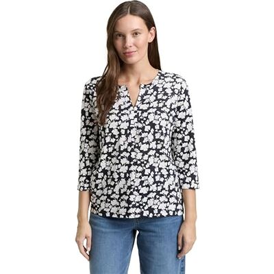TOM TAILOR T-Shirt Henley mit Alloverprint TOM TAILOR T-Shirt Henley mit Alloverprint