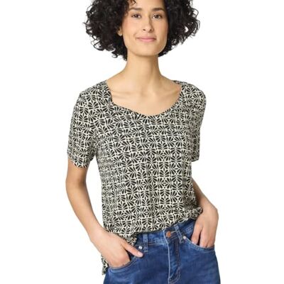 Street One Kurzarm T-Shirt mit gerundetem V-Neck Street One Kurzarm T-Shirt mit gerundetem V-Neck