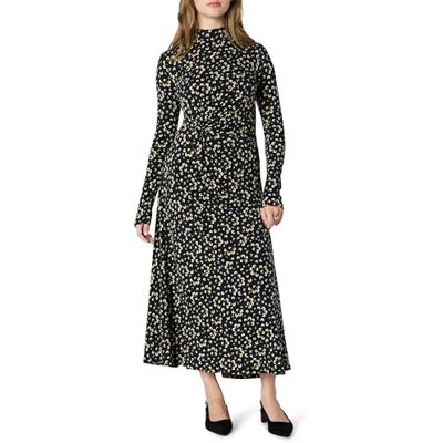 Amazon Essentials Damen Kurzes Tailliertes Maxikleid Lange Ärmel Ausgestelltes Rockteil, Marineblau Creme Blütenblätter, L Amazon Essentials Damen Kurzes Tailliertes Maxikleid Lange Ärmel Ausgestelltes Rockteil, Marineblau Creme Blütenblätter, L