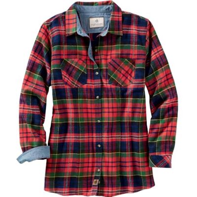 Legendary Whitetails Cottage Escape Flanell-Kleidung für Damen, Langärmelig, Kariert und Einfarbig, Tailliert, Knopfleiste, Holly Berry, Mittel Legendary Whitetails Cottage Escape Flanell-Kleidung für Damen, Langärmelig, Kariert und Einfarbig, Tailliert, Knopfleiste, Holly Berry, Mittel