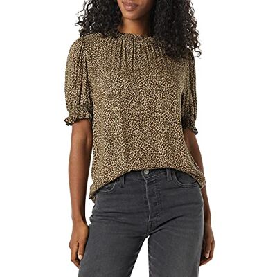 Amazon Essentials Damen Hemd Aus Fluid Twill Mit Kurzen Puffärmeln Und Smockdetails, Kamelbraun Mikro Gepard, L Amazon Essentials Damen Hemd Aus Fluid Twill Mit Kurzen Puffärmeln Und Smockdetails, Kamelbraun Mikro Gepard, L