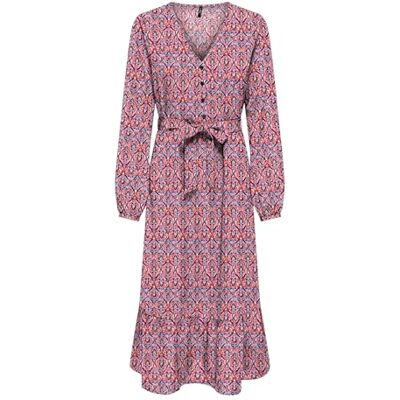 ONLY Damen Onlnova Life Elite Amy Long Dress Kleid, Red Orange/AOP:591 Soul, L ONLY Damen Onlnova Life Elite Amy Long Dress Kleid, Red Orange/AOP:591 Soul, L