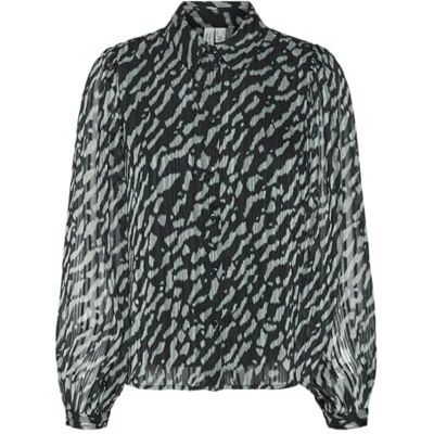 VERO MODA Damen VMRIE L/S Shirt WVN BTQ GA Langarmbluse, Balsam Green/AOP:RIE, Medium VERO MODA Damen VMRIE L/S Shirt WVN BTQ GA Langarmbluse, Balsam Green/AOP:RIE, Medium