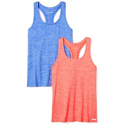 Amazon Essentials Damen Schnelltrocknendes Sport-Tanktop aus Tech Stretch mit Ringerrücken und U-Ausschnitt, 2er-Pack, Hellblau Space-dye/Korallenorange Space-dye, XL Amazon Essentials Damen Schnelltrocknendes Sport-Tanktop aus Tech Stretch mit Ringerrücken und U-Ausschnitt, 2er-Pack, Hellblau Space-dye/Korallenorange Space-dye, XL