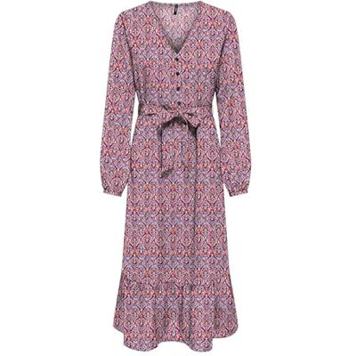 ONLY Damen Onlnova Life Vis Amy Long Dress Kleid, Red Orange/AOP:591 Soul, Small ONLY Damen Onlnova Life Vis Amy Long Dress Kleid, Red Orange/AOP:591 Soul, Small