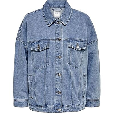 ONLY Damen Onlsafe Caroline Oversize Dnmjacket Noos Jeansjacke, Medium Blue Denim, XL EU ONLY Damen Onlsafe Caroline Oversize Dnmjacket Noos Jeansjacke, Medium Blue Denim, XL EU