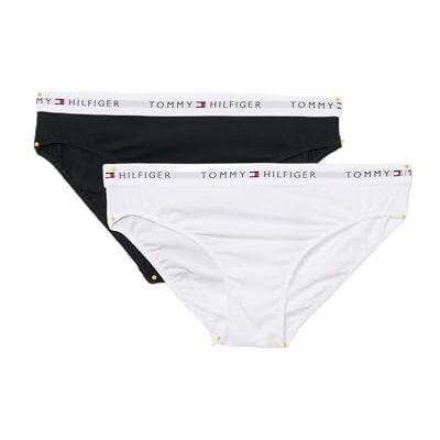 Tommy Hilfiger Mädchen 2er Pack Slips mit Logobund, Weiß (White/Black), 12-14 Jahre Tommy Hilfiger Mädchen 2er Pack Slips mit Logobund, Weiß (White/Black), 12-14 Jahre