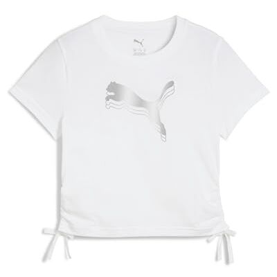 Puma Mädchen ESS METALLIC Knotted Tee G T-Shirts, White, Puma Mädchen ESS METALLIC Knotted Tee G T-Shirts, White,