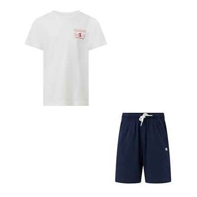 Champion Jungen Graphic Set mit Logo, Weiß (WW001), M Champion Jungen Graphic Set mit Logo, Weiß (WW001), M