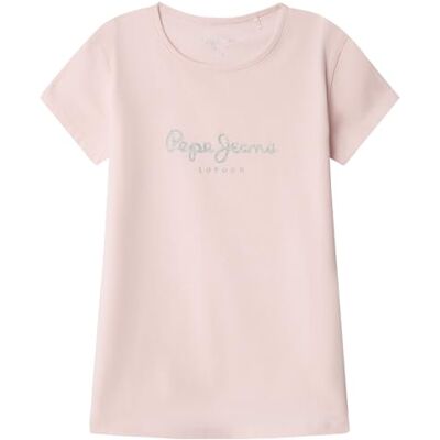 Pepe Jeans Mädchen Hana Glitter N T-Shirt, Rosa (zartes Rosa), 12 Jahre Pepe Jeans Mädchen Hana Glitter N T-Shirt, Rosa (zartes Rosa), 12 Jahre