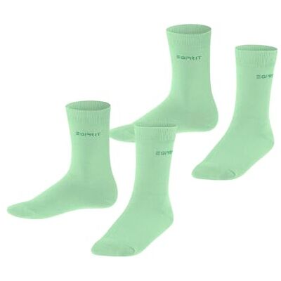 ESPRIT Unisex Kinder Socken Foot Logo Multipack K So Baumwolle einfarbig 2 Paar, Grün After Eight 7134, 31-34 ESPRIT Unisex Kinder Socken Foot Logo Multipack K So Baumwolle einfarbig 2 Paar, Grün After Eight 7134, 31-34