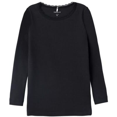 NAME IT Mädchen Nmfkab Ls Top Noos T Shirt 13198042,Schwarz,110 NAME IT Mädchen Nmfkab Ls Top Noos T Shirt 13198042,Schwarz,110