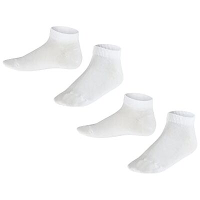 FALKE Unisex Kinder Sneakersocken Happy Double Pack K Sn Baumwolle kurz einfarbig 2 Paar, Weiß White 0020, 27-30 FALKE Unisex Kinder Sneakersocken Happy Double Pack K Sn Baumwolle kurz einfarbig 2 Paar, Weiß White 0020, 27-30