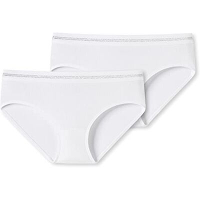 Schiesser Mädchen 2 Pack Panties Hipster Organic Cotton Rippe Unterwäsche, Weiss_179146, 152 EU Schiesser Mädchen 2 Pack Panties Hipster Organic Cotton Rippe Unterwäsche, Weiss_179146, 152 EU