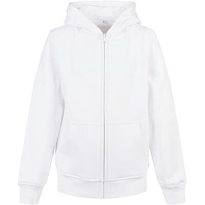 Build Your Brand Unisex Kinder Organic Basic Kids Zip Hoody Kapuzenpullover, Weiß, 146-152 EU Build Your Brand Unisex Kinder Organic Basic Kids Zip Hoody Kapuzenpullover, Weiß, 146-152 EU