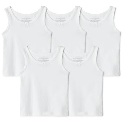 Amazon Essentials Mädchen Tanktop-Unterhemden aus Baumwoll-Jersey, 5er Pack, Weiß, 8-9 Jahre Amazon Essentials Mädchen Tanktop-Unterhemden aus Baumwoll-Jersey, 5er Pack, Weiß, 8-9 Jahre