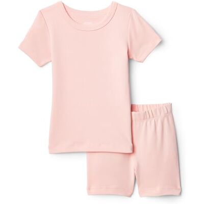 Amazon Essentials x Sofia Grainge Uni Baby Pyjama-Set, eng anliegend, mit kurzen Ärmeln, Hellrosa, 3 Jahre Amazon Essentials x Sofia Grainge Uni Baby Pyjama-Set, eng anliegend, mit kurzen Ärmeln, Hellrosa, 3 Jahre