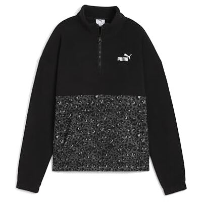 Puma Mädchen Graphic Animal Relaxed Half-Zip Crew Sweatshirt, Schwarz, M EU Puma Mädchen Graphic Animal Relaxed Half-Zip Crew Sweatshirt, Schwarz, M EU