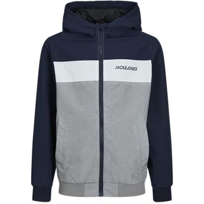 JACK & JONES JUNIOR Jungen JJERUSH Blocking Hood Bomber NOOS JNR Jacke, Navy Blazer/Detail:Blocking,128 JACK & JONES JUNIOR Jungen JJERUSH Blocking Hood Bomber NOOS JNR Jacke, Navy Blazer/Detail:Blocking,128
