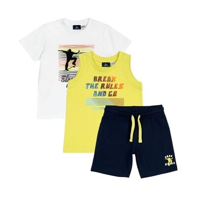 Chicco , Set für Kinder, T-Shirt, Shorts Und Unterhemd, Aus 100% Baumwolle, Für Modische Frühlings- Und Sommeroutfits, Kinderbekleidung Chicco , Set für Kinder, T-Shirt, Shorts Und Unterhemd, Aus 100% Baumwolle, Für Modische Frühlings- Und Sommeroutfits, Kinderbekleidung