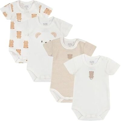 Chicco , Baby-Body für Jungen, 4er-Set Kurzarm-Bodys aus 100% Baumwolle, Bekleidung 0–24 Monate, Designed in Italy Chicco , Baby-Body für Jungen, 4er-Set Kurzarm-Bodys aus 100% Baumwolle, Bekleidung 0–24 Monate, Designed in Italy