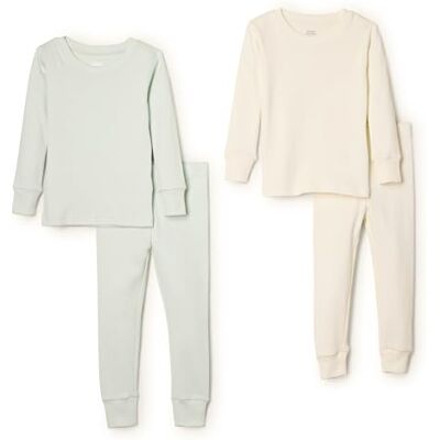 Amazon Essentials Sofia Grainge Unisex Baby Bequemer Pyjama aus Baumwolle, Blassgrün/Elfenbein, 2 Jahre Amazon Essentials Sofia Grainge Unisex Baby Bequemer Pyjama aus Baumwolle, Blassgrün/Elfenbein, 2 Jahre