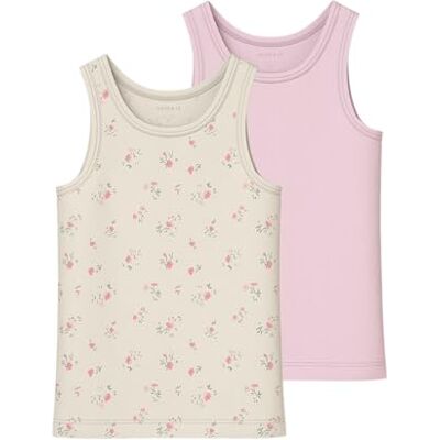 NAME IT Mädchen Nmftank Top 2P Flower Noos, Turtledove, Numeric_92 NAME IT Mädchen Nmftank Top 2P Flower Noos, Turtledove, Numeric_92