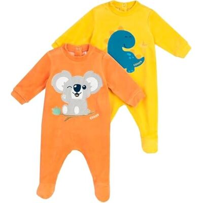 Chicco Unisex Baby Set aus Chenille-stramplern mit Fuß Winter Schlafanzüge Chicco Unisex Baby Set aus Chenille-stramplern mit Fuß Winter Schlafanzüge