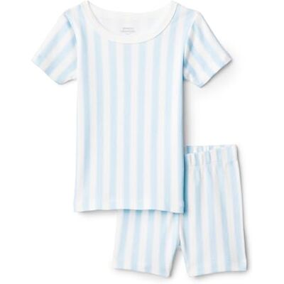 Amazon Essentials x Sofia Grainge Uni Baby Pyjama-Set, eng anliegend, mit kurzen Ärmeln, Blassblau Kühner Streifen, 12 Monate Amazon Essentials x Sofia Grainge Uni Baby Pyjama-Set, eng anliegend, mit kurzen Ärmeln, Blassblau Kühner Streifen, 12 Monate