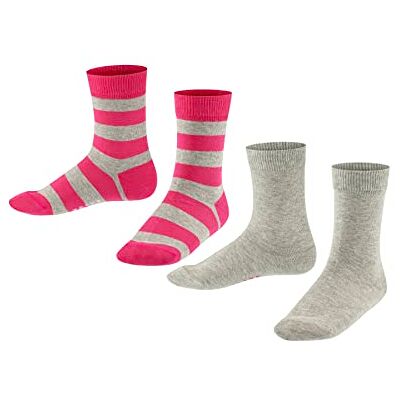 FALKE Unisex Kinder Socken Happy Stripe Multipack K So Baumwolle gemustert 2 Paar, Grau Light Grey 3400, 31-34 FALKE Unisex Kinder Socken Happy Stripe Multipack K So Baumwolle gemustert 2 Paar, Grau Light Grey 3400, 31-34
