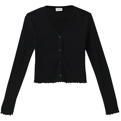 s.Oliver Junior Mädchen Strickjacke – Ajourstrick, V-Ausschnitt s.Oliver Junior Mädchen Strickjacke – Ajourstrick, V-Ausschnitt