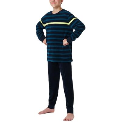 Schiesser Jungen Schlafanzug Set Pyjama Warme Qualitäten Frottee-Fleece-Interlock-Größe 140 Bis 176 Pyjamaset, Nachtblau_181999 Schiesser Jungen Schlafanzug Set Pyjama Warme Qualitäten Frottee-Fleece-Interlock-Größe 140 Bis 176 Pyjamaset, Nachtblau_181999