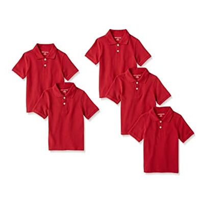 Amazon Essentials Jungen Kurzärmlige Piqué-Poloshirts Für Schuluniformen, 5er Pack, Rot, 10 Jahre Amazon Essentials Jungen Kurzärmlige Piqué-Poloshirts Für Schuluniformen, 5er Pack, Rot, 10 Jahre