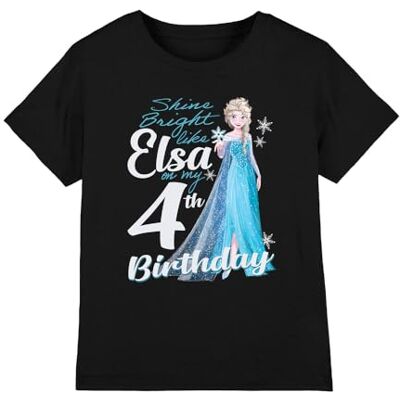Disney Bright Like ELSA 4Th Birthday Kinder T-Shirt, Schwarz, 3–4 J Disney Bright Like ELSA 4Th Birthday Kinder T-Shirt, Schwarz, 3–4 J