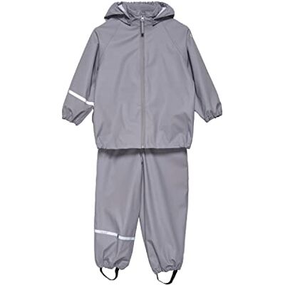 Celavi Unisex Kids Basic Recycle PU Rainwear Set, Gull, 130 Celavi Unisex Kids Basic Recycle PU Rainwear Set, Gull, 130