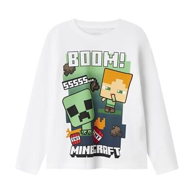 NAME IT Jungen Nkmac Minecraft Ls Nreg Top Box Noos Bfu, Bright White, 116 NAME IT Jungen Nkmac Minecraft Ls Nreg Top Box Noos Bfu, Bright White, 116