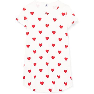 Petit Bateau Mädchen Kurzarm-Nachthemd, Weiss Marshmallow / Rot Terkuit, 8 Jahre Petit Bateau Mädchen Kurzarm-Nachthemd, Weiss Marshmallow / Rot Terkuit, 8 Jahre