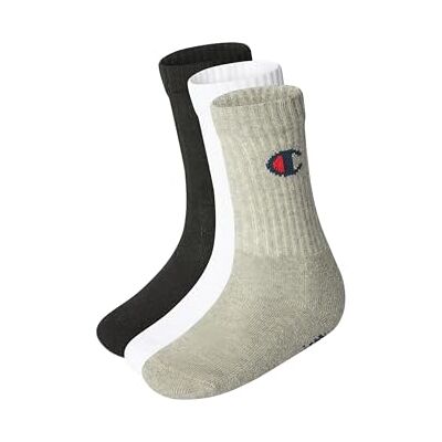Champion Unisex Kinder Core- Junior 3PP Crew Socken, Hellgrau Meliert, Weiß, Schwarz, 27-30 (3er Pack) Champion Unisex Kinder Core- Junior 3PP Crew Socken, Hellgrau Meliert, Weiß, Schwarz, 27-30 (3er Pack)