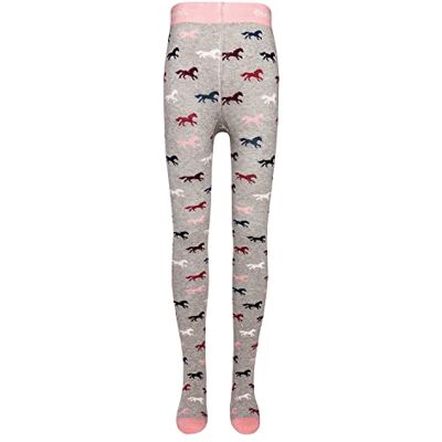 EWERS Kinderstrumpfhose mit Pferde-Motiv, Strumpfhose aus Baumwolle für Mädchen, MADE IN GERMANY, Grau, Größe 122-128 EWERS Kinderstrumpfhose mit Pferde-Motiv, Strumpfhose aus Baumwolle für Mädchen, MADE IN GERMANY, Grau, Größe 122-128