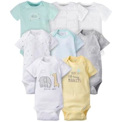 Gerber Baby 8er-Pack kurzärmelige Onesies-Bodys, Tiere grün, 0–3 Monate Gerber Baby 8er-Pack kurzärmelige Onesies-Bodys, Tiere grün, 0–3 Monate